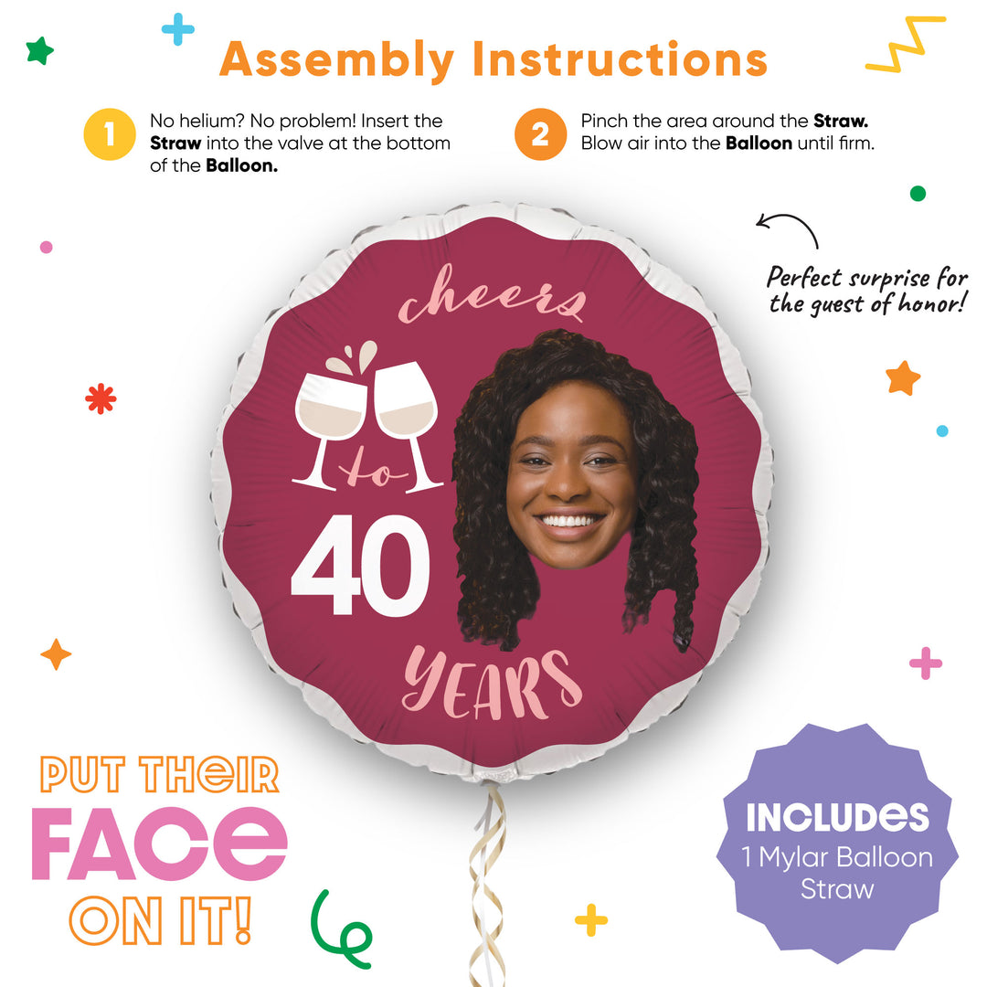 Custom Face Balloon - Wine - Double Sided - 1 Ct