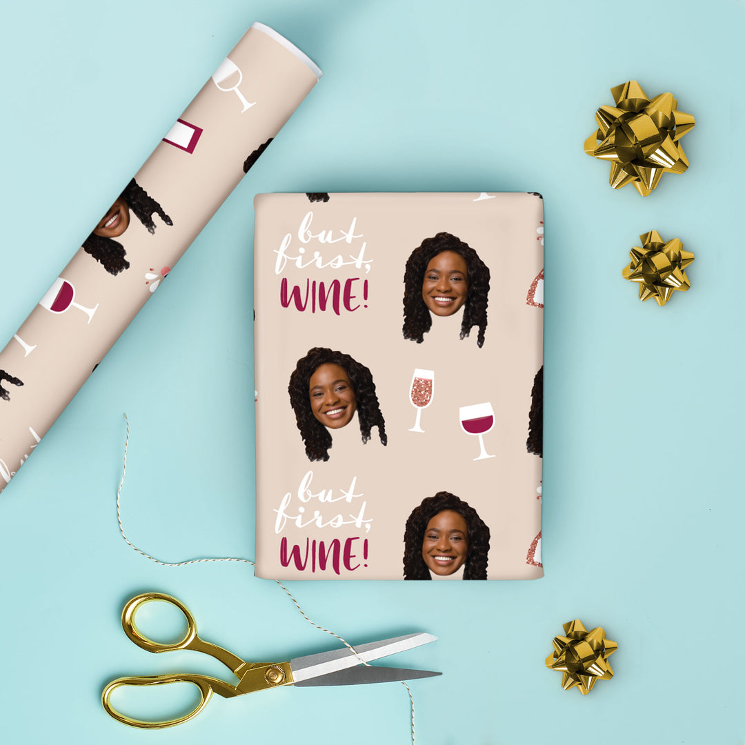 Custom Face Wrapping Paper - Wine