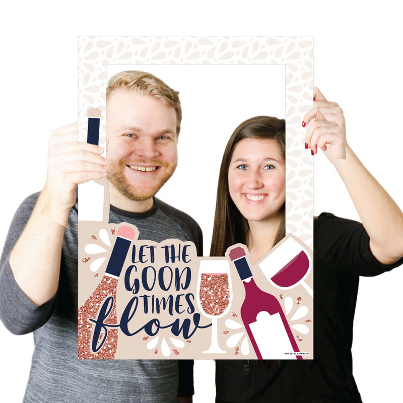 But First, Wine - Wine Tasting Party Selfie Photo Booth Picture Frame and Props - Printed on Sturdy Material