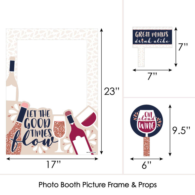 But First, Wine - Wine Tasting Party Selfie Photo Booth Picture Frame and Props - Printed on Sturdy Material