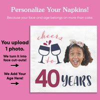 Custom Face Napkins - Wine Birthday