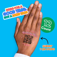 Custom QR Code Buy The Birthday Girl a Drink Temporary Tattoos - 12 Ct