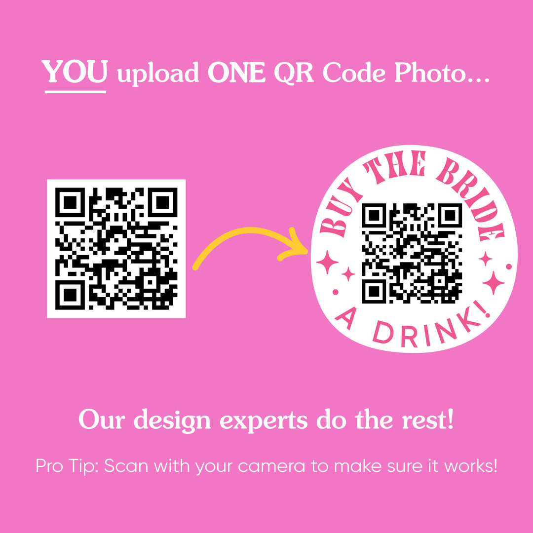 Custom QR Code Buy The Bride a Drink Temporary Tattoos - 12 Ct