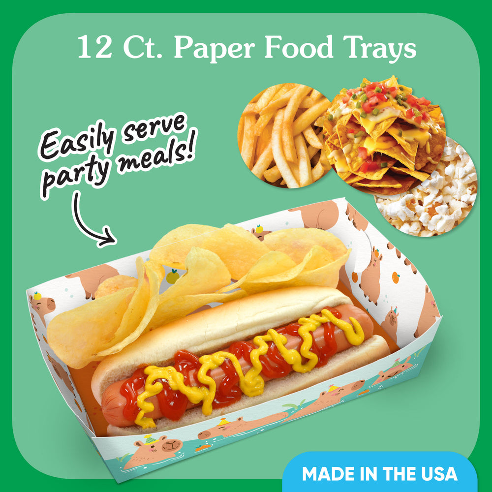 Capybara Birthday Party Paper Food Trays