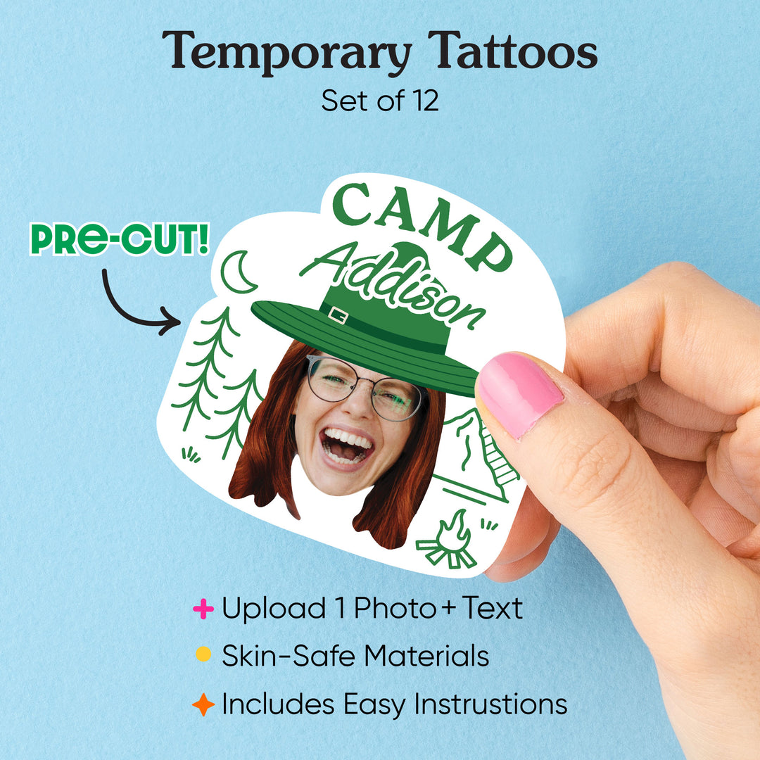 Custom Face Camp Bach Temporary Tattoos - 12 Ct