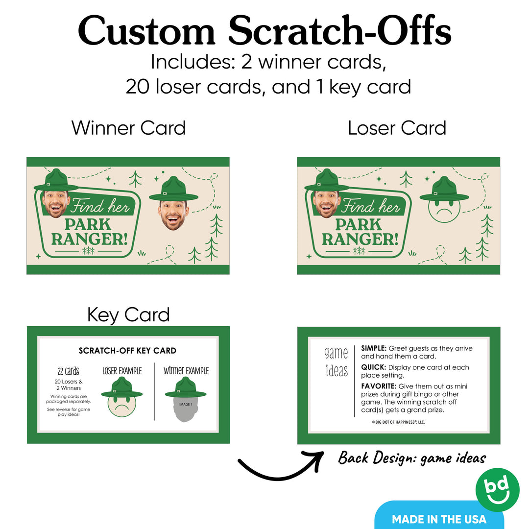 Custom Face Camp Bach Scratch Off Card Game - 22 Ct