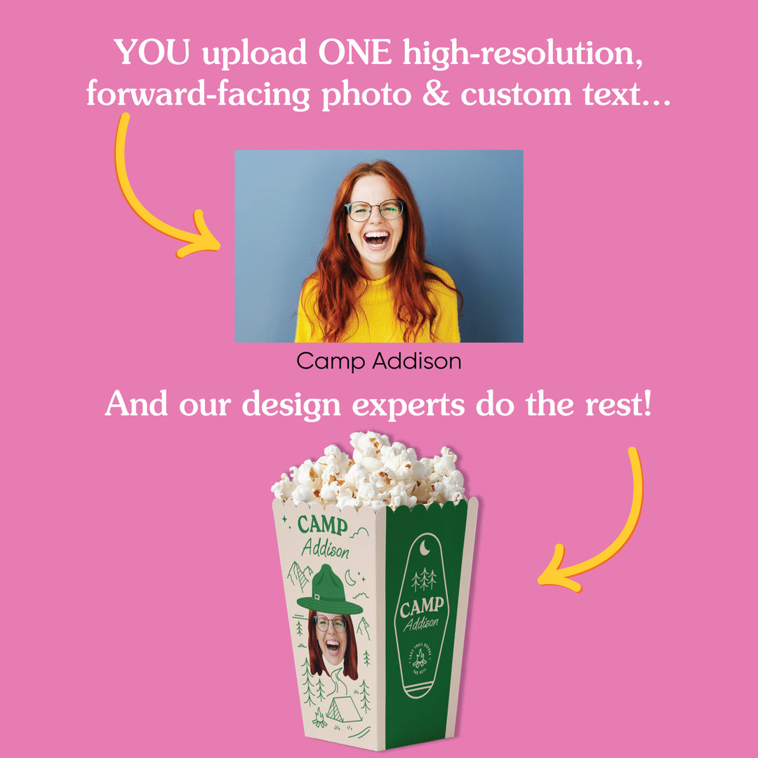 Custom Face Camp Bach Popcorn Box - 12 Ct