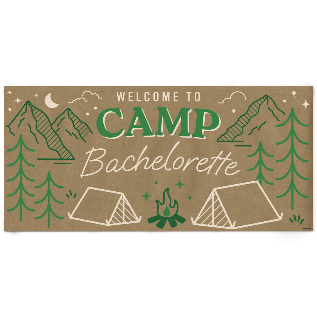 Camp Bachelorette kraft paper banner, camping bachelorette party backdrop