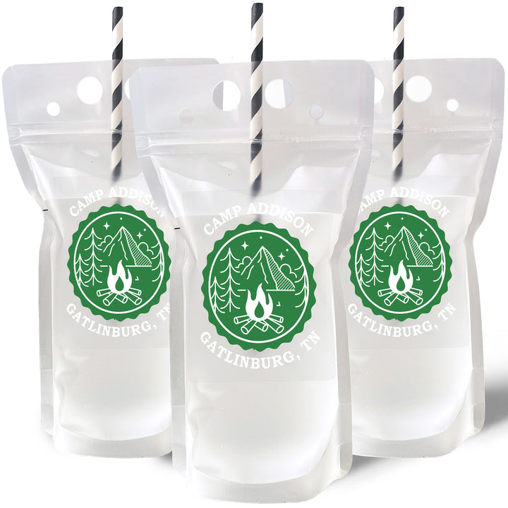 Custom Text Drink Pouches - Camp Bachelorette - 12 Ct