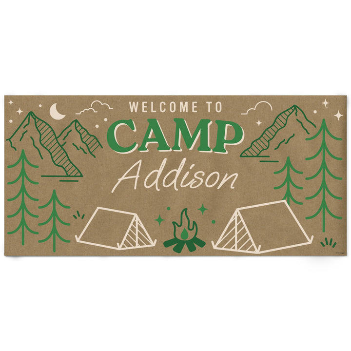 Camp Bachelorette personalized kraft paper banner main image for girls weekend