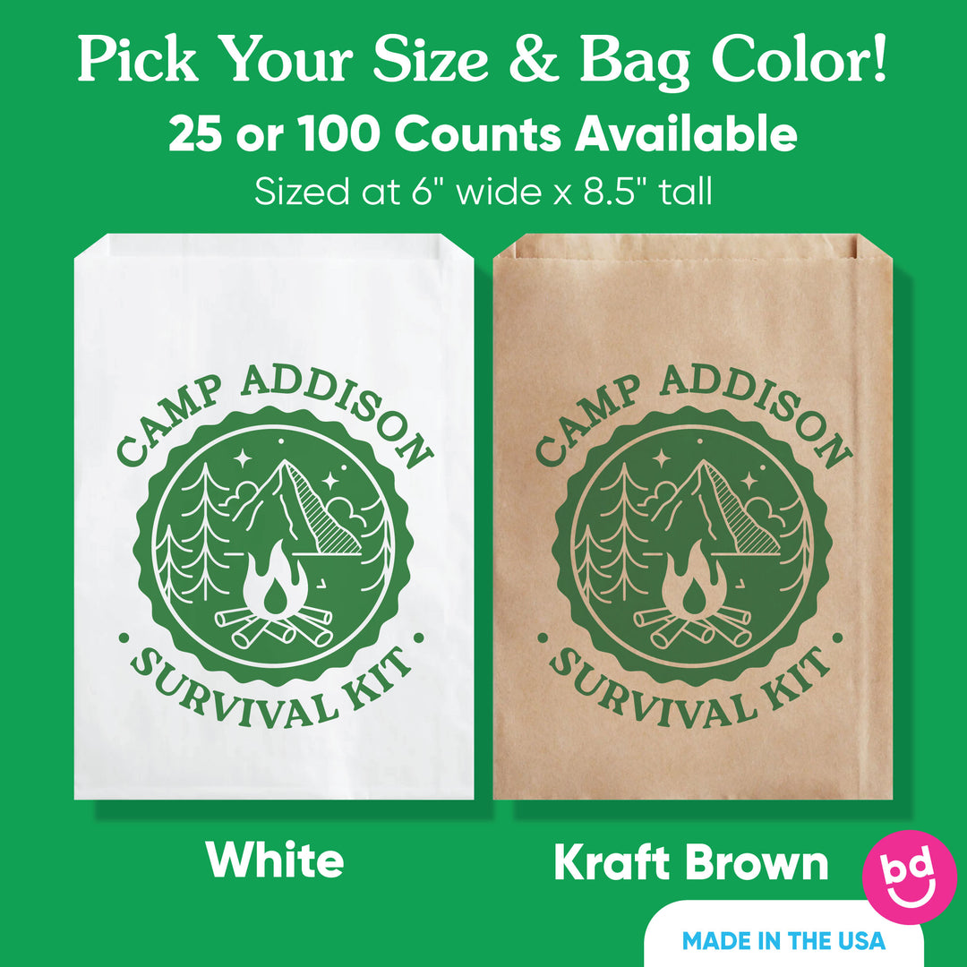 Custom Text Paper Treat Bags - Camp Bach