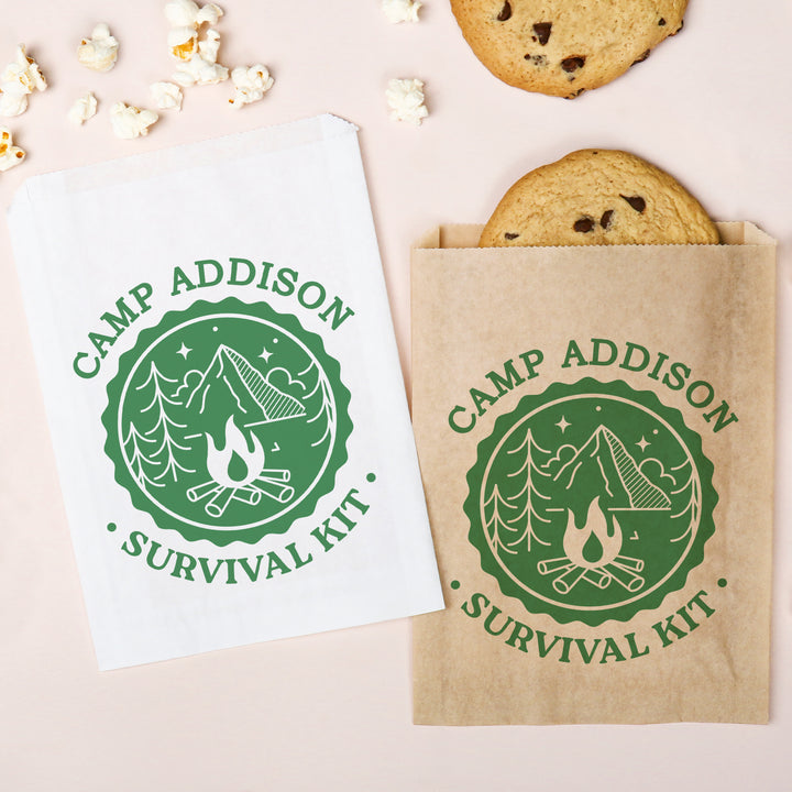 Custom Text Paper Treat Bags - Camp Bach