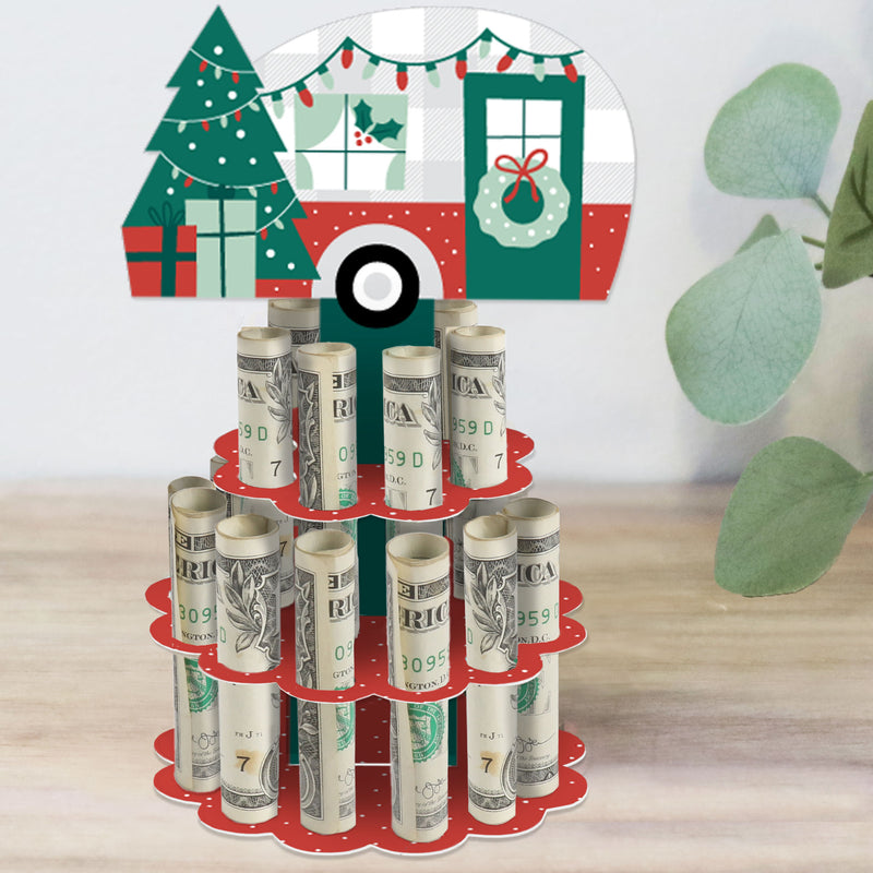 Camper Christmas - DIY Red and Green Holiday Party Money Holder Gift - Cash Cake