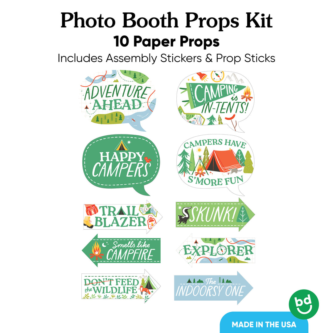 10 piece camping photo prop set layout