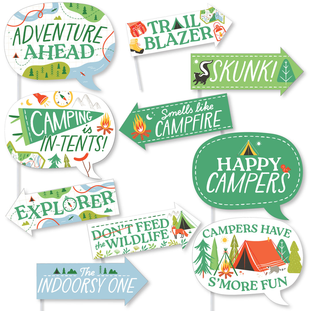 Camping funny photo booth props arrow signs sayings
