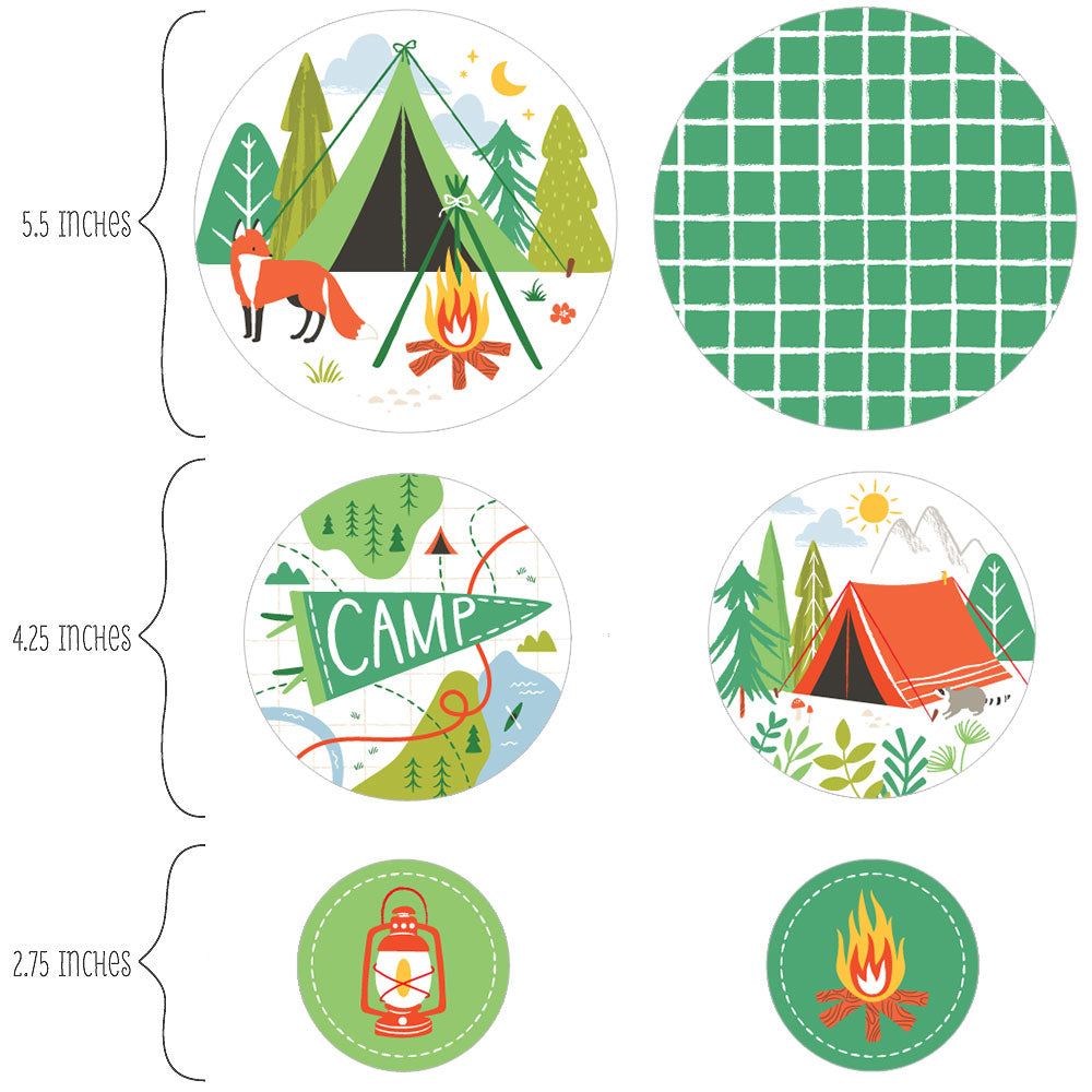 Double-sided cardstock camping confetti detail shiny finish
