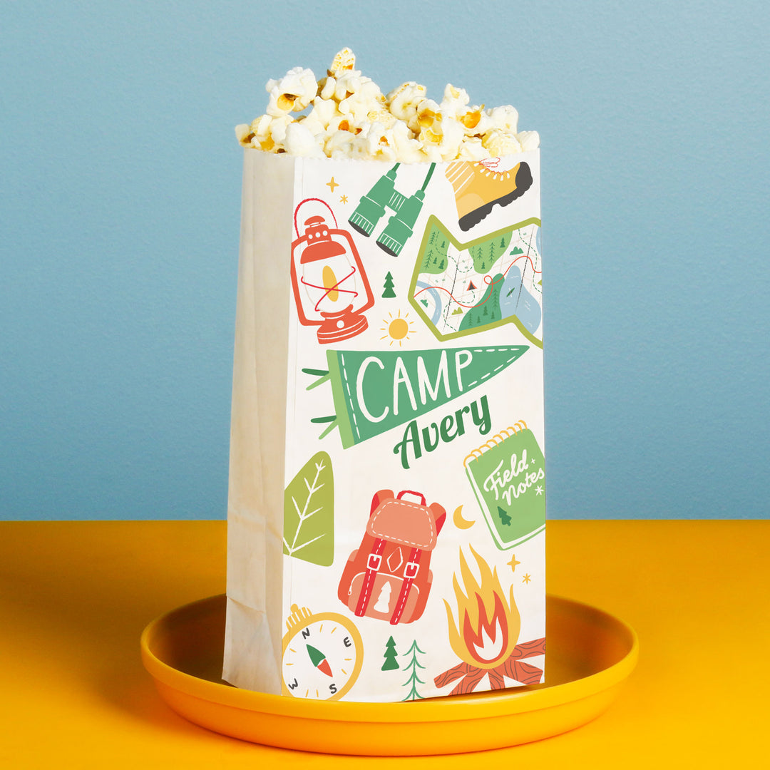 Close-up of custom text on popcorn bag design