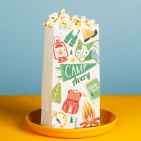 Close-up of custom text on popcorn bag design