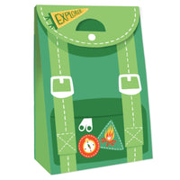 Retro camping backpack design goodie bag front detail