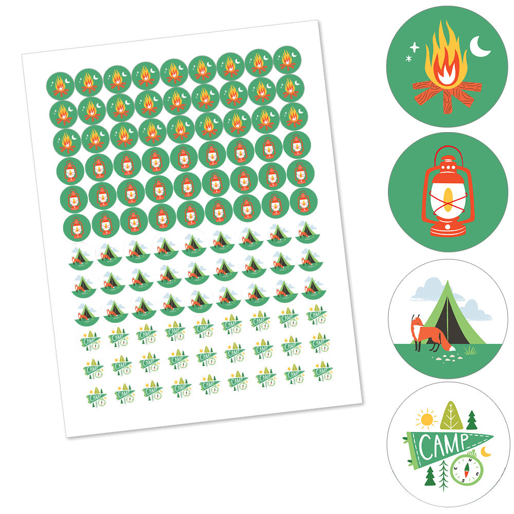 108 count camping candy sticker sheet assortment
