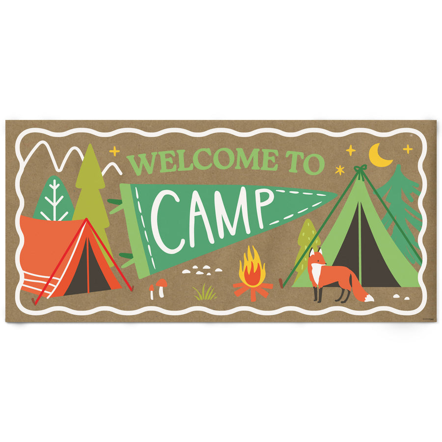 Camping welcome banner kraft paper party backdrop