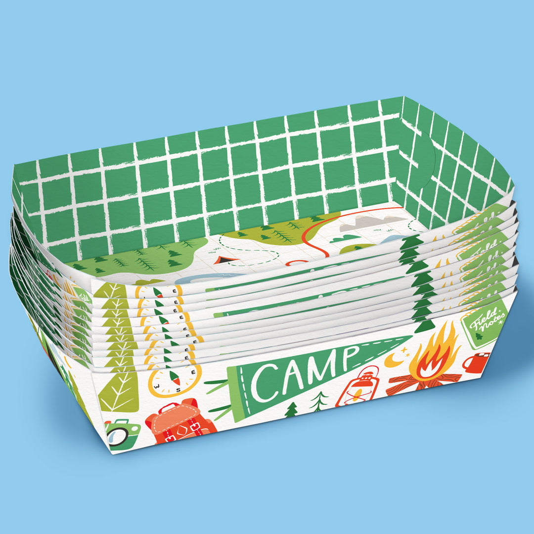 Set of 12 camping food trays stacked layout