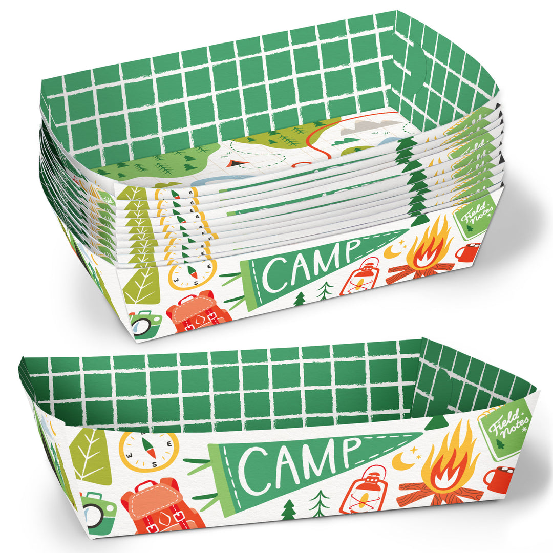 Camping paper food trays retro party serving boats