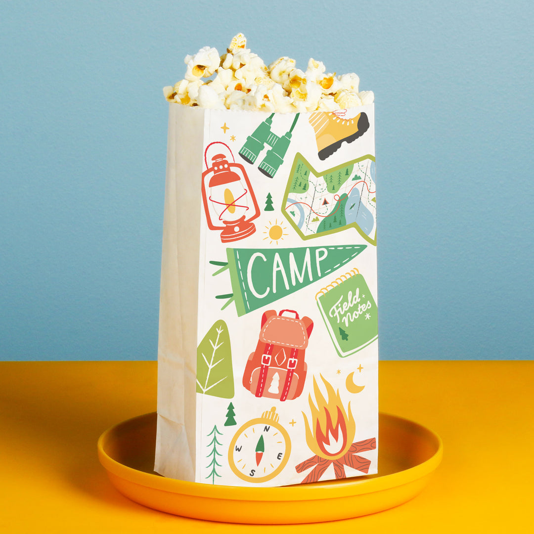Close-up of bag design lantern and map icons