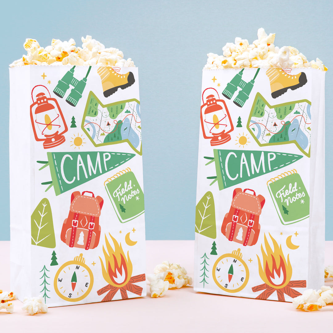 Camping popcorn bags party treat bags set