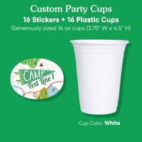 16 count camping cup set with stickers layout