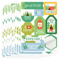 Camping party favor sticker sheets assorted designs