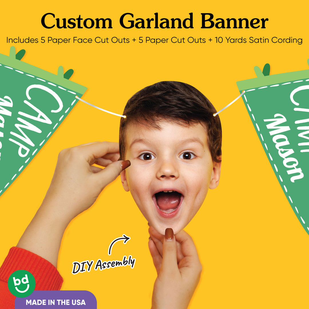 Close-up of personalized pennant flag text
