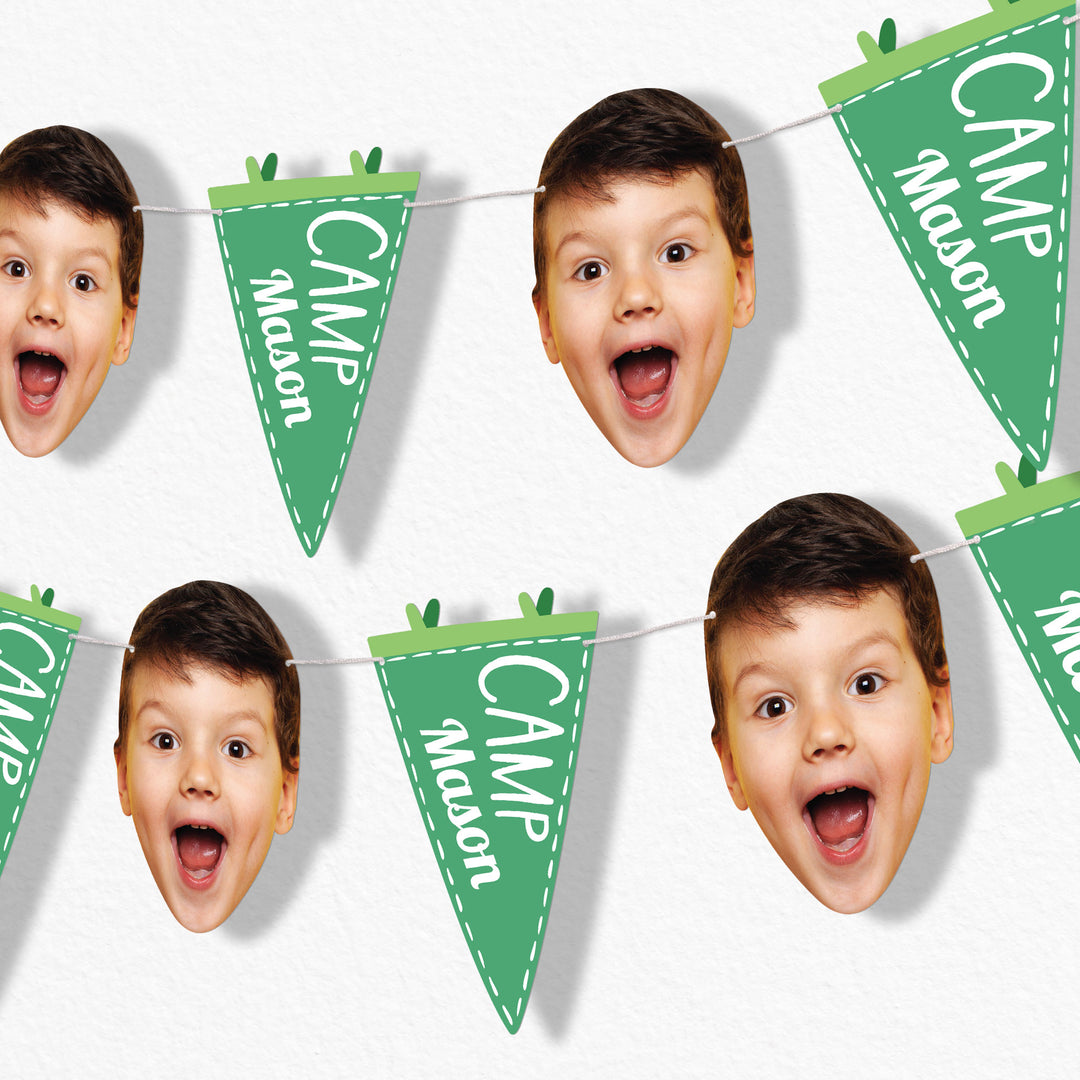 Custom camping face garland banner party decoration