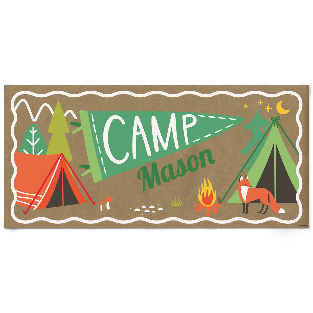Custom camping banner personalized party backdrop