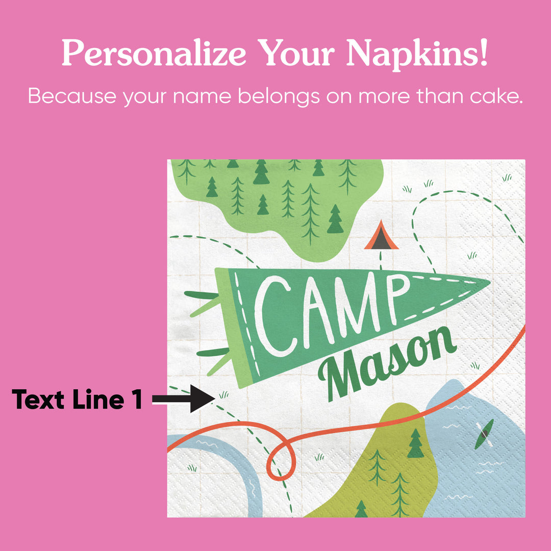 Stack of personalized camping napkins detail