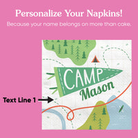 Stack of personalized camping napkins detail