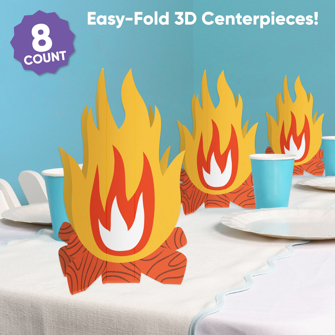 Set of 8 campfire centerpieces flat layout