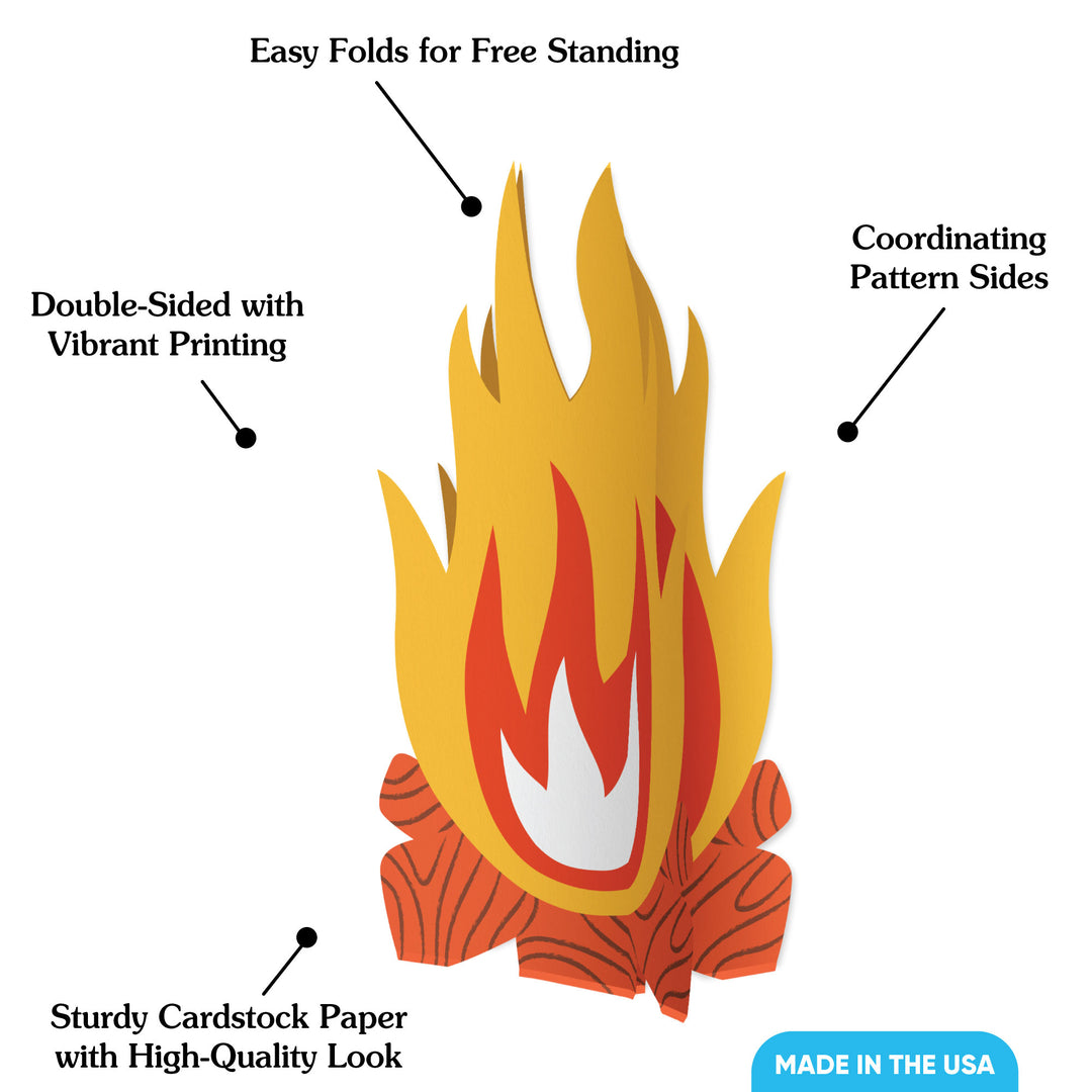 Close-up of campfire centerpiece design detail