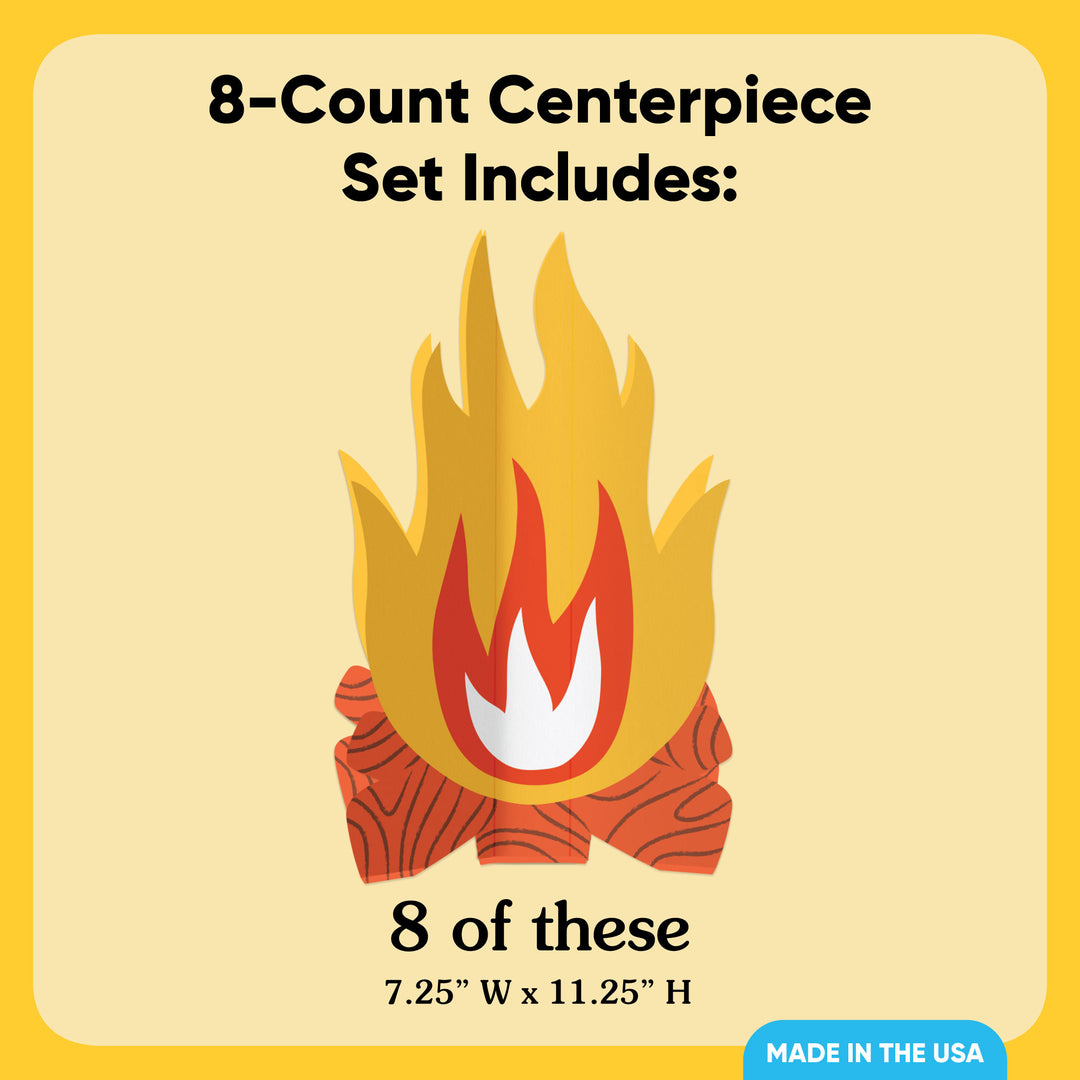 Close-up of campfire centerpiece design detail