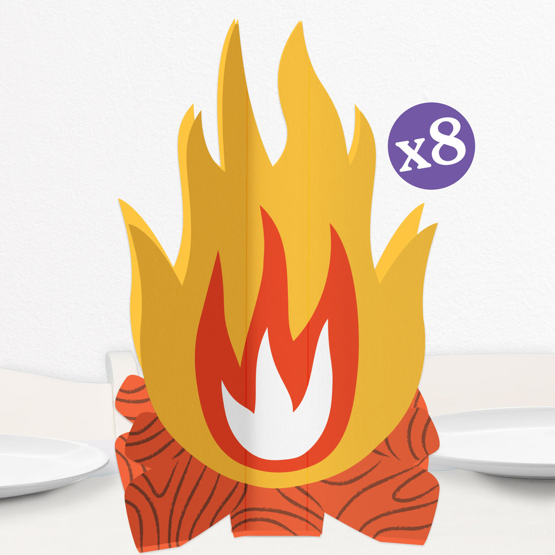 Camping 3D campfire centerpiece table decoration