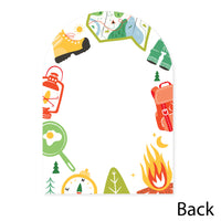 Camping birthday party thank you note setup