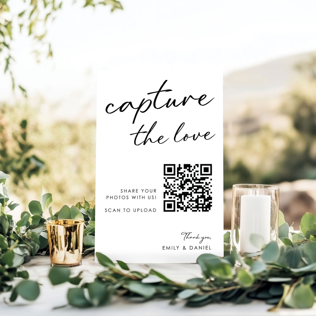 Personalized Photo Upload QR Code Wedding Sign