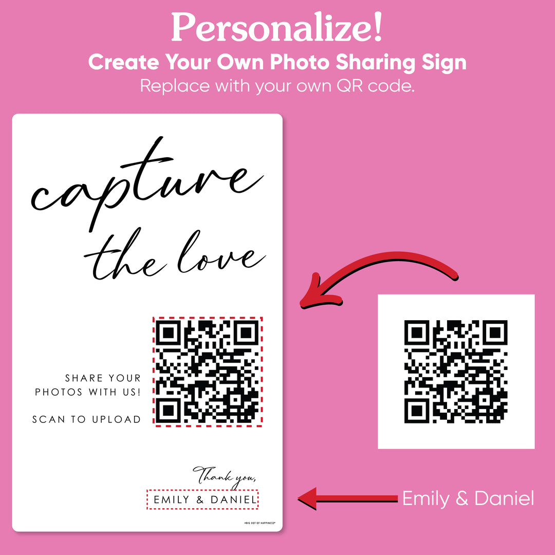 Personalized Photo Upload QR Code Wedding Sign