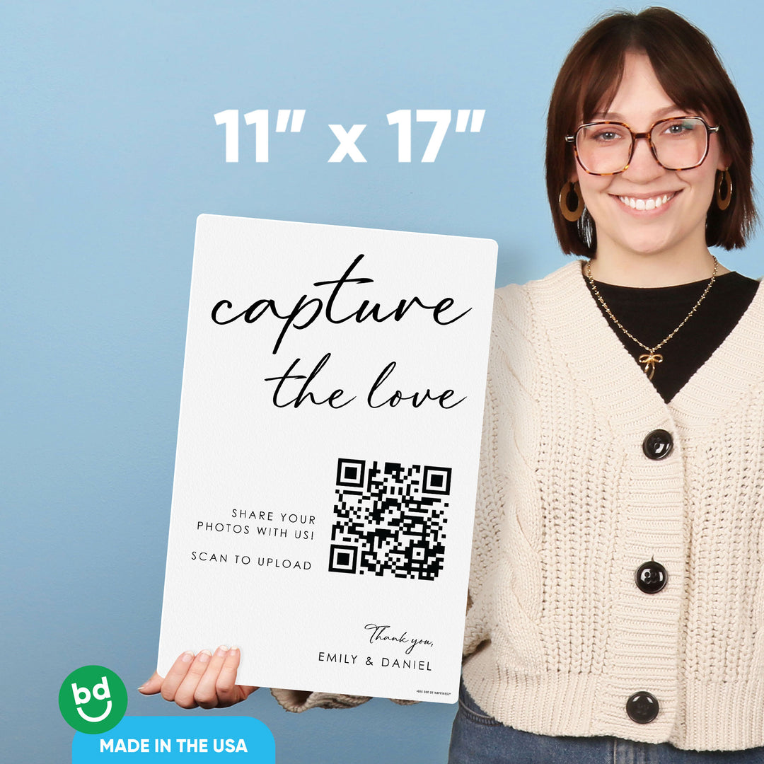 Personalized Photo Upload QR Code Wedding Sign