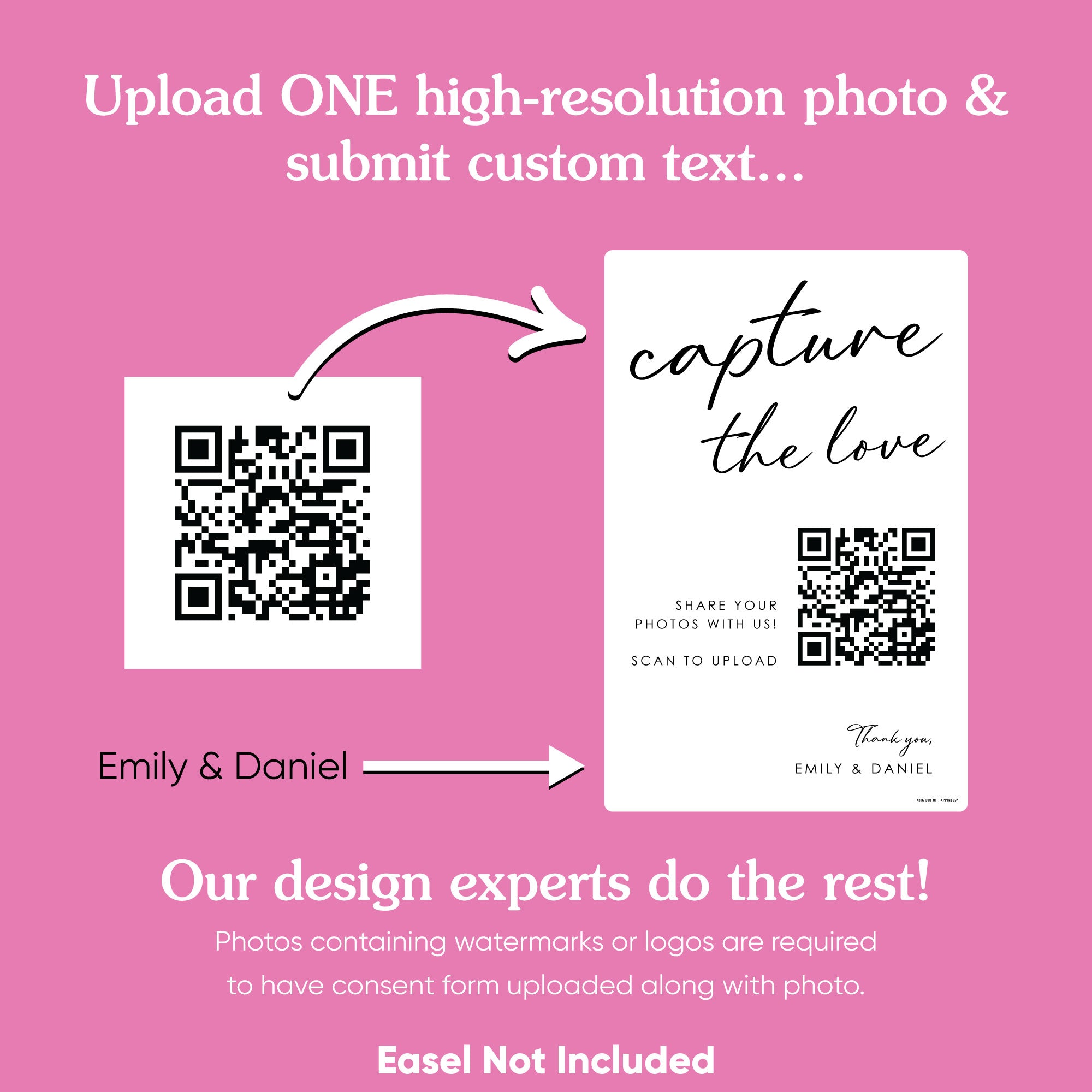 Personalized Capture The Love QR Code Wedding Sign
