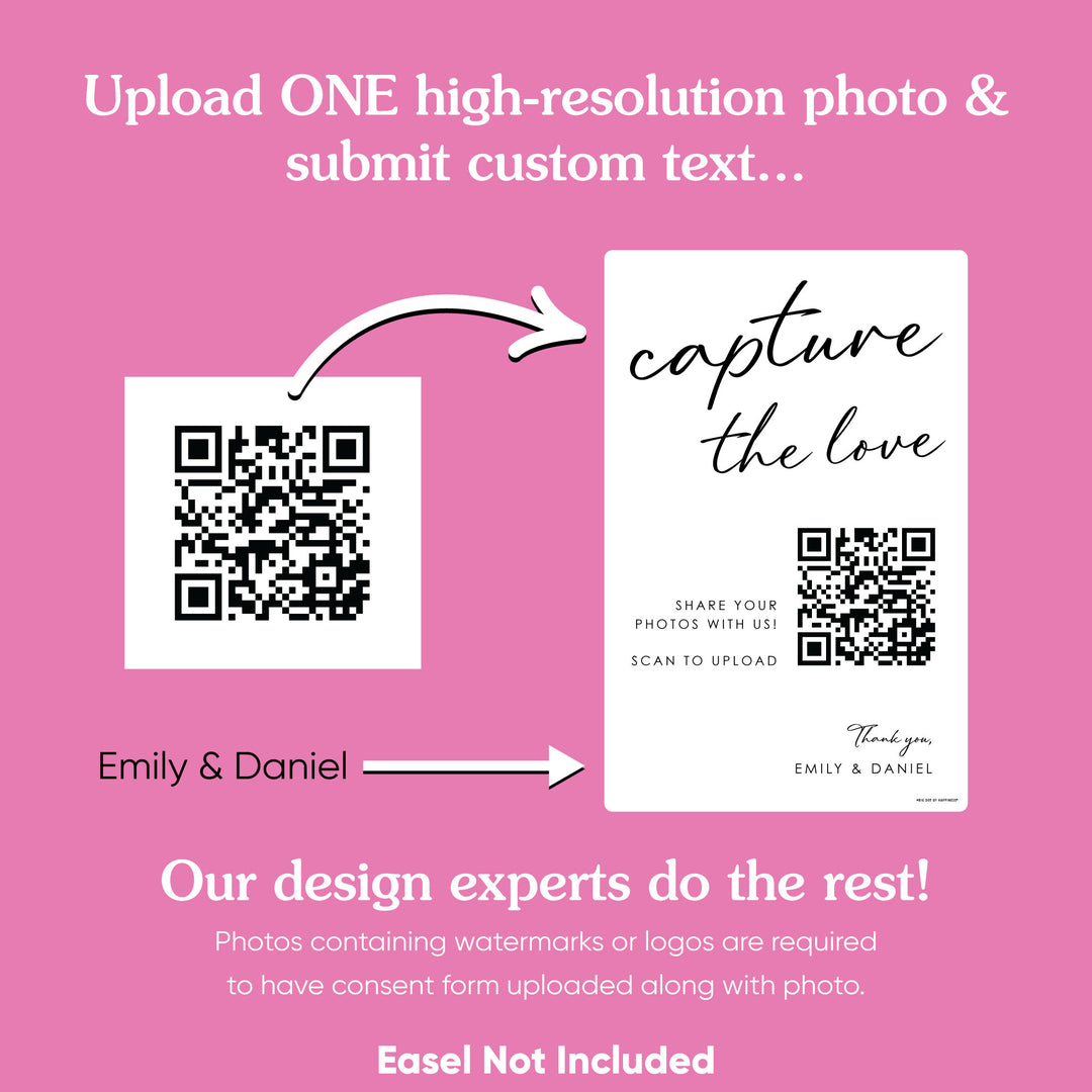 Personalized Photo Upload QR Code Wedding Sign