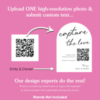 Custom Photo - Capture The Love QR Code Wedding Table Numbers - 20 Ct