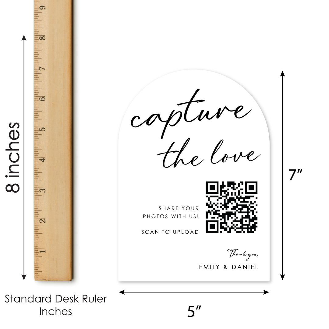 Custom Photo - Capture The Love QR Code Wedding Table Numbers - 20 Ct
