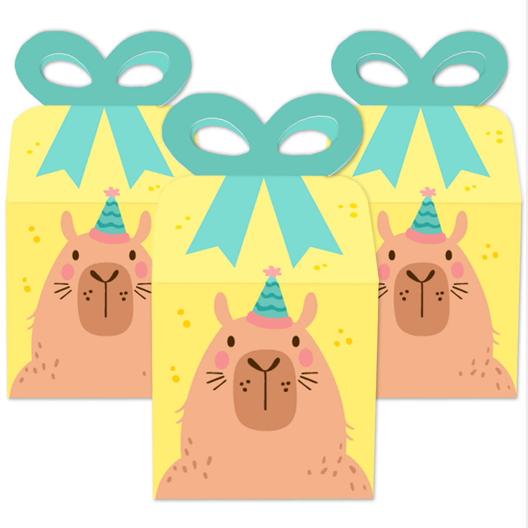Capybara Box Design Capy Birthday - Square Favor Gift Boxes - Capybara Party Bow Boxes ...
