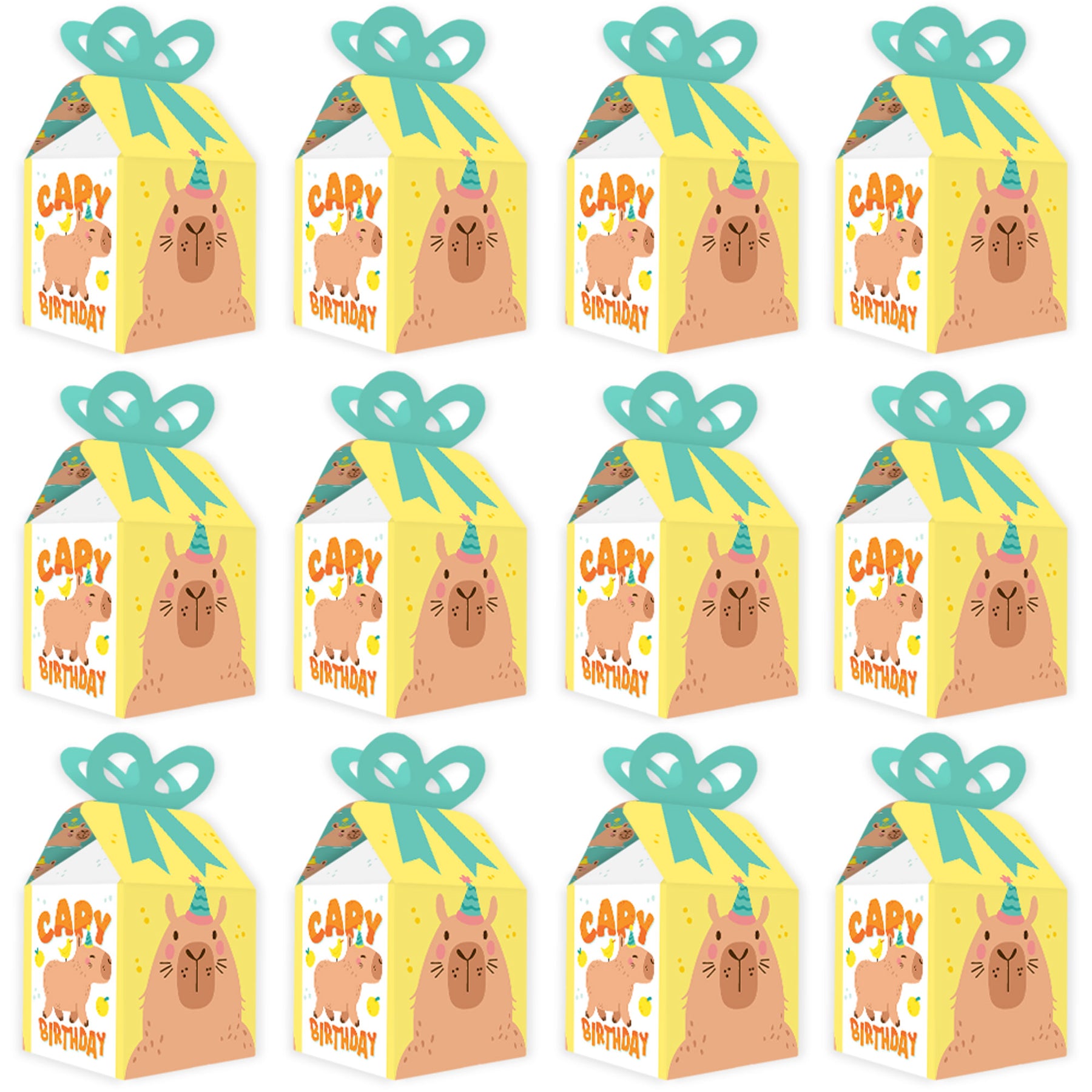 Capybara Box Design Capy Birthday - Square Favor Gift Boxes - Capybara Party Bow Boxes ...